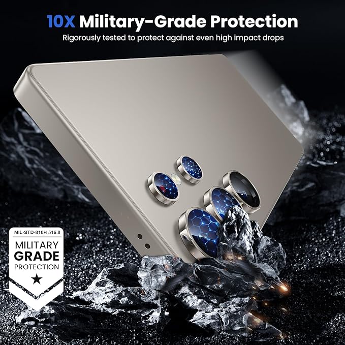 WSKEN for Samsung Galaxy S25 Ultra Camera Lens Protector - Ultra Thin Case Friendly, 9H Shatterproof Tempered Glass with Aluminum Metal Circle Camera Screen Protector Cover Accessories, Gray