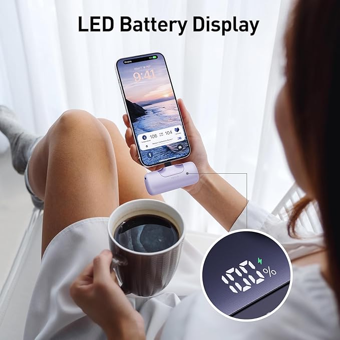 iWALK Portable Charger 5500mAh Next-Gen Small Power Bank 22.5W Fast Charging Battery USB-C Portable Phone Charger for iPhone 17/16/15 17 Plus 17 Pro Max iPad, Samsung Galaxy S25 S24 S23 Android,Purple