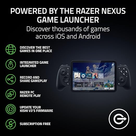 Razer Kishi V3 Pro Gaming Controller for iPhone 15 & 16, Android & iPad mini up to 8": Full Sized TMR Thumbsticks - Dual Back Buttons - Wired & Remote Play for PC - Haptics - 3 Free Months of Apple Arcade