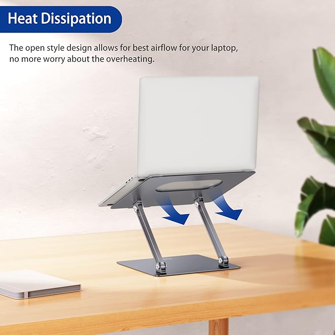 BESIGN LS10 Aluminum Laptop Stand, Ergonomic Adjustable Notebook Stand, Computer Holder Compatible with Air, Pro, Dell, HP, Lenovo More 10-14" Laptops, Space Gray