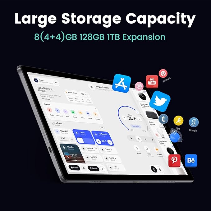 Azeyou Tablet 10.1 inch, Android 14 Tablet, 8GB 128G Computer Tablets, Octa Core Processor 6000mAh Battery, 1280x800 IPS Touch Screen, 5+8MP Dual Camera, Bluetooth,GMS, WiFi (Gray)