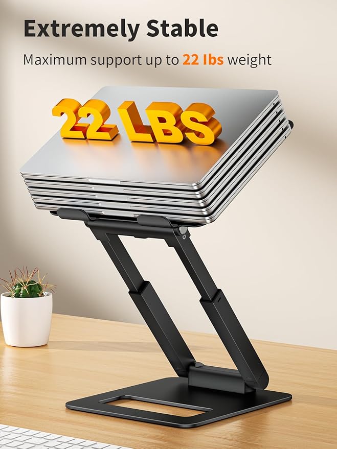 tounee Laptop Stand for Desk Adjustable Height, Telescopic Computer Stand with Pull Out Design Ergonomic Laptop Riser Fits All Laptops 10-17"-Black