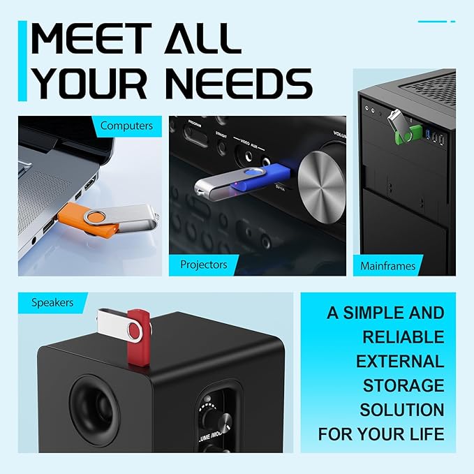 FEBNISCTE Memory Stick 1GB USB Flash Drive Bulk 10 Pack - Bulk 1 GB USB 2.0 Stick Pendrive Multi-Coloured Thumb Drive - Swivel USB-Key Value Data Storage Jump Drive with 10pcs Ropes