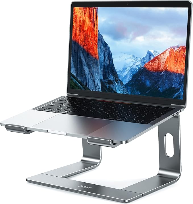 BESIGN LS03 Aluminum Laptop Stand, Ergonomic Detachable Computer Stand, Notebook Holder Compatible with Air, Pro, Dell, HP, Lenovo More 10-15.6" Laptops, Gray