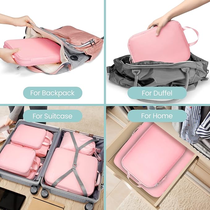 Cambond Compression Packing Cubes for Travel Women - Travel Bags Luggage Organizers Travel Essentials Compression Cubes for Travel Carry on Suitcases Organizer