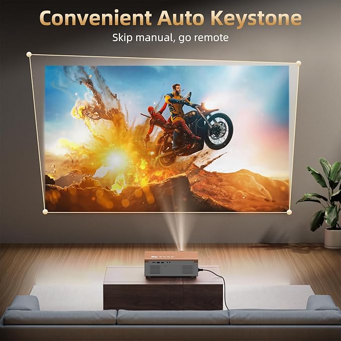 [Electric Focus/4K Support] Projector with WiFi 6 and Bluetooth 5.4, Highlight Native 1080P Outdoor Movie Projector, FUDONI Home Theater Auto 6D Keystone & Max 300"Screen, for iOS/Android/TV Stick