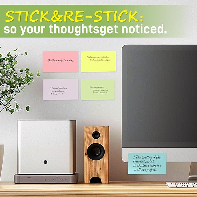 960 Sheets 3x5 Inches Large Sticky Notes,Self-Stick Post Stickies Colorful Super Sticking Power Memo Pads for Teacher Supply,School and Office