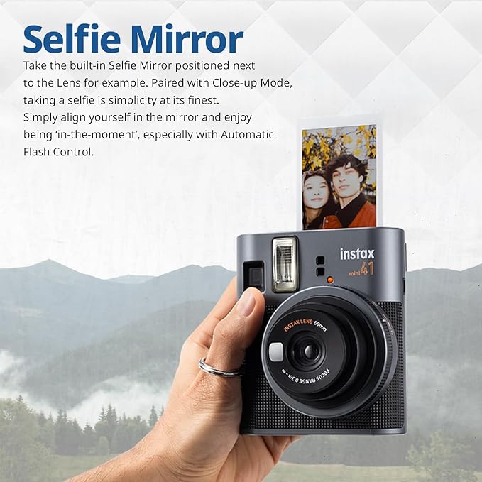 FUJIFILM Mini 41 Instant Film Camera Bundle – Instant Photo Camera with Fujifilm Mini Film (20 Sheets), Photo Album, Batteries, Cleaning Cloth & Accessories – Great Gift for Kids, Teens & Beginners