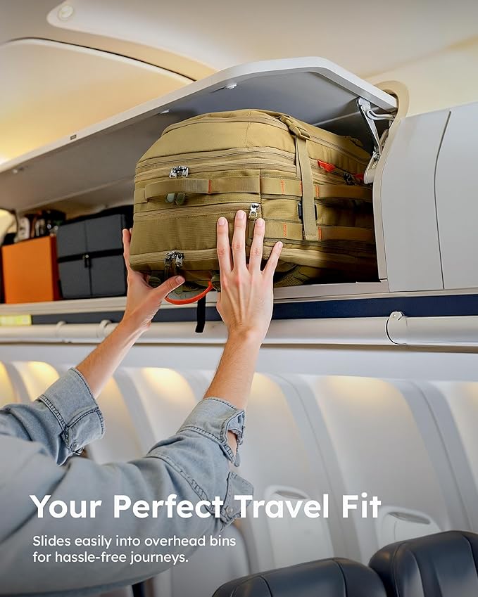 Tolaccea Carry on Travel Backpack, TSA Friendly Flight Approved Laptop Backpack Duffle Bag for Men Women with Dual Laptop Storage for 17.3", USB Charging Port, Business Rucksack 40L-50L Expandable