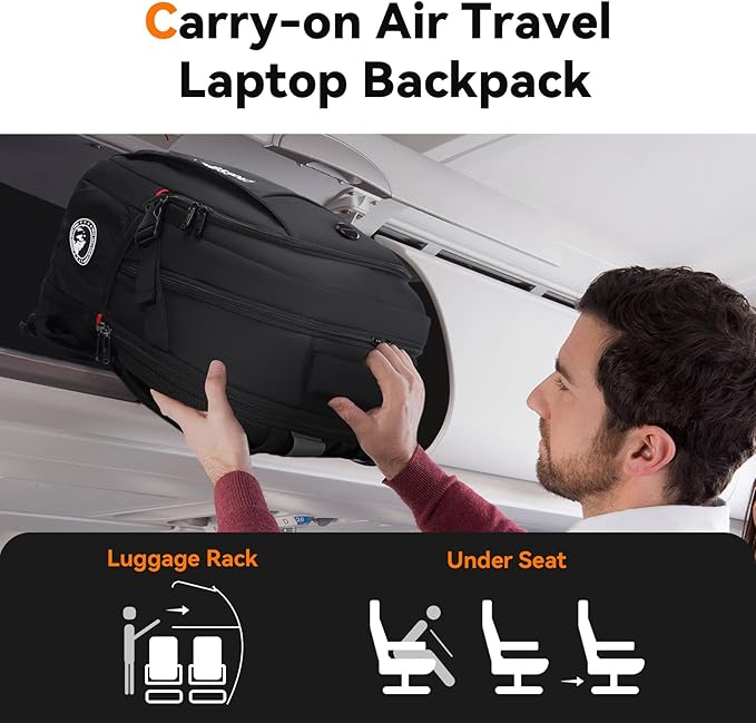 CROSSGEAR Travel Laptop Backpack Commuter Backpack Classic Backpack Water Resistant with USB Charging Hole Computer Bag Daypack for Men Women Work Daily Life,Black