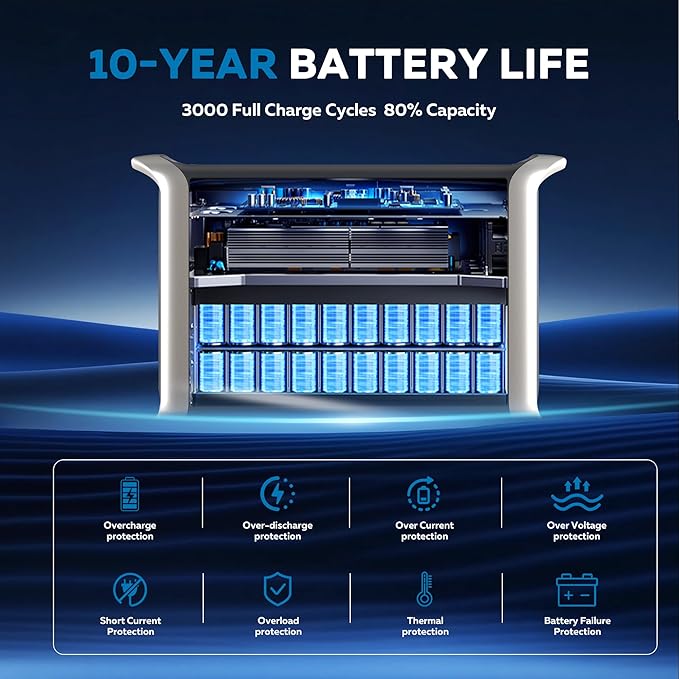 Portable Power Station 2400W - 2048Wh LiFePO4 Battery Solar Generator 2 Hr Fast Charge for Outdoor Camping RV Home Backup Power