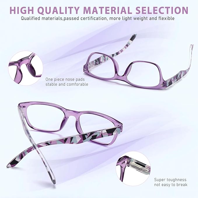 6 Pack Reading Glasses for Women Men Blue Light Blocking Spring Hinge Computer Readers, Anti Eyestrain/Glare