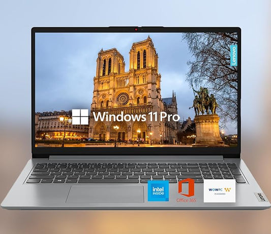Lenovo 15.6" HD IdeaPad Anti-Glare Screen w/ 1 Year Microsoft 365, 640GB SSD, 20GB RAM, Windows 11 Pro, WiFi 6, HDMI, USB-C, Intel Processor, SD Card Reader, Up to 9.5 Hours Battery Life, w/WOWPC USB