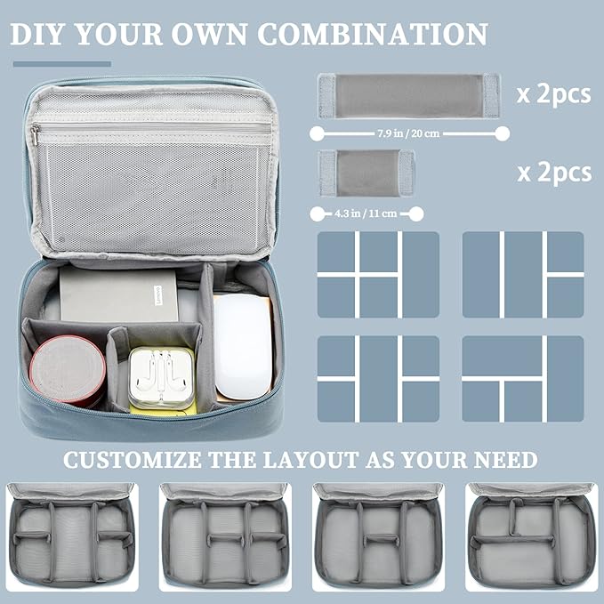 Lanola Electronic Organizer,Travel Cable Organizer Bag Pouch Electronic Accessories Carry Case Portable Double Layers Storage Bag for Cable,Cord,Charger,Phone,Earphone,Power Bank,Memory Cards - Black