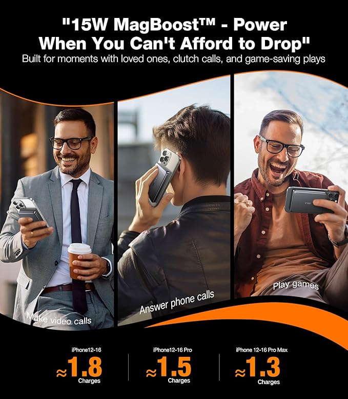 TORRAS MiniMag Qi2 Power Bank, Ultra-Slim 10,000mAh iPhone Air Magnetic Battery Pack, Qi2 Certified 15W Ultra-Fast Compatible Portable Charger, Ergonomic Design, for iPhore 17/16/15/14/13/12, Gray