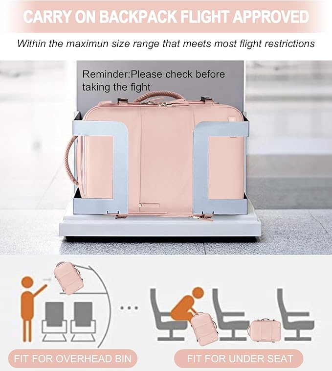 Carry On Backpack, 42L Flight Approved Travel Backpack for Men Women,Airline Approved Gym Backpack Waterproof Business Laptop Daypack Laptop Backpack,Casual Daypack for Business Weekend Hiking