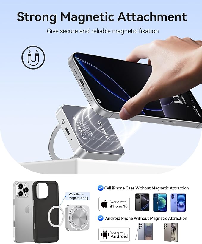 ORICO 1TB Magnetic External SSD with Kickstand, Up to 2000MB/s, 4K ProRes HDR Record and Store, Aluminum Alloy, MagSafe Portable SSD for iPhone 16 Pro Max, Tablet, Computer - CZ20PLUS