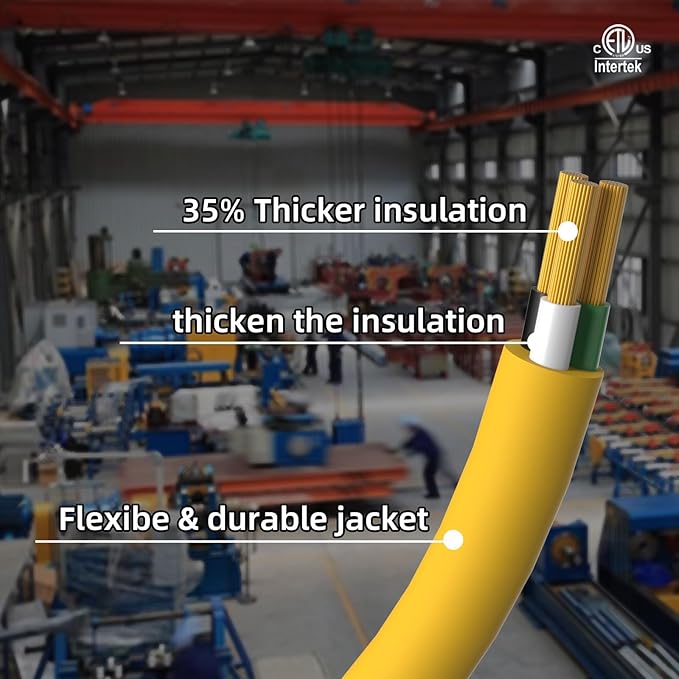 12FT 12 Gauge Heavy Duty Outdoor Extension Cord Waterproof with 3 Outlets & Lighted End, SJTW 15A 1875W 3-Prong Yellow Flexible Power Cord for Indoor Outside Decorations Garage, Garden, ETL