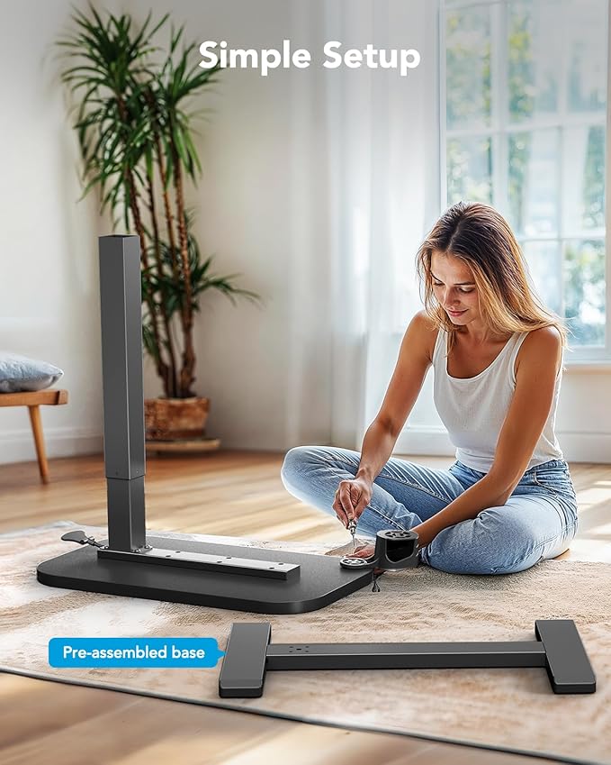 HUANUO Bedside Table with Wheels, Height-Adjustable Rolling Computer Cart, Overbed Table with Cup Holder, Pneumatic Laptop Standing Desk for Home Office, Black (31.5" x 17.7")