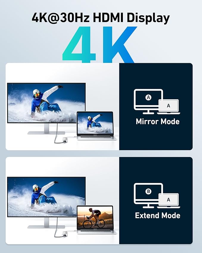 Acer USB C Dock, 7 in 1 USB C to HDMI Hub, 2 USB 3.1 GEN1 and 5Gbps Type-C Data Port, 4K HDMI Port, PD 100W Charging, SD Card Reader, for iPad Pro MacBook Pro Acer Laptops and More (Silver)