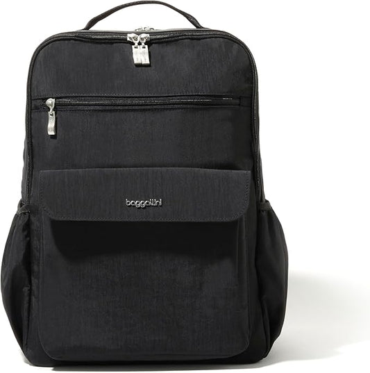 Baggallini Everyday Laptop Backpack - 11x15.5 Lightweight Water-Repellent Nylon Travel Bag w/Padded Laptop Sleeve & RFID