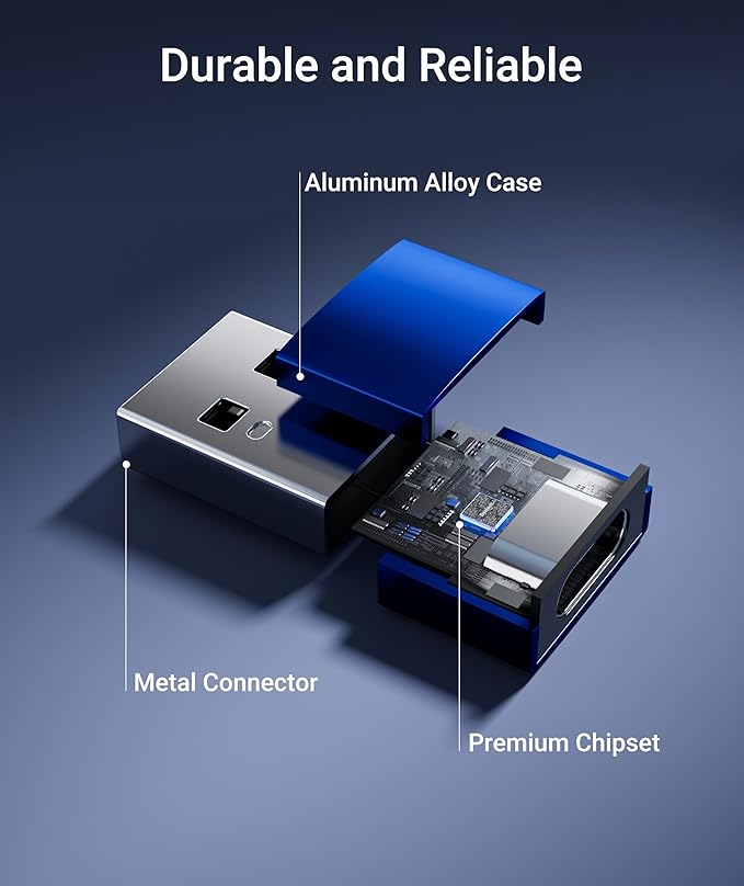 Syntech USB C Female to USB A Male Adapter 3 Pack, Type C Charger Cable Power Adapter Compatible with iPad Air 7, iPhone 17/16/15/14/13 Pro Max, Apple Watch Series 10/9/8, Samsung Galaxy S20 etc, Blue