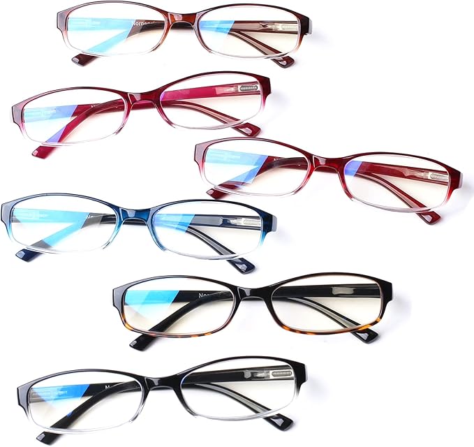 NORPERWIS 6 Pack Ladies Reading Glasses for Women Blue Light Blocking Spring Hinge Fashion Eyeglasses Readers for Women (Mix Color, 2.00)