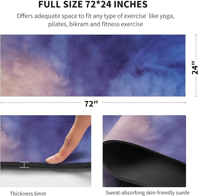 nuveti Yoga Mat Print Extra Thick TPE Non Slip Fitness Exercise Mat with Carrying Bag,72"x24" Extra Thick 6MM Exercise & Workout Mat for Yoga, Pilates Fitness and Floor Exercises