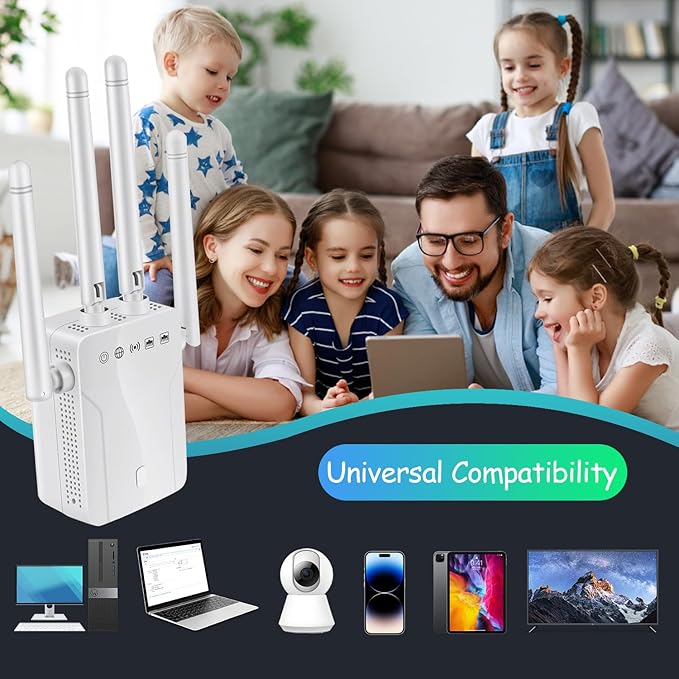 WiFi Extender Signal Booster for Home: Internet Repeater Long Range Covers Up to 45+ Devices and 8470 Sq.ft for Apartment Basement Office House