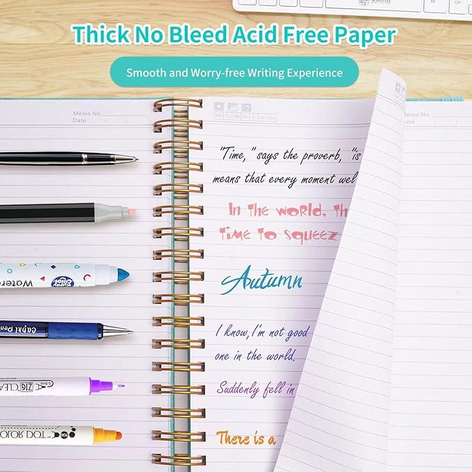 Spiral Notebook, College Ruled Notebook, 8.5" x 11", 300 Pages Leather Journals for Writing, A4 Hardcover Journaling Notebooks for Work School, 24pcs Tabs, Large Embossed Journal for Women Men, Purple