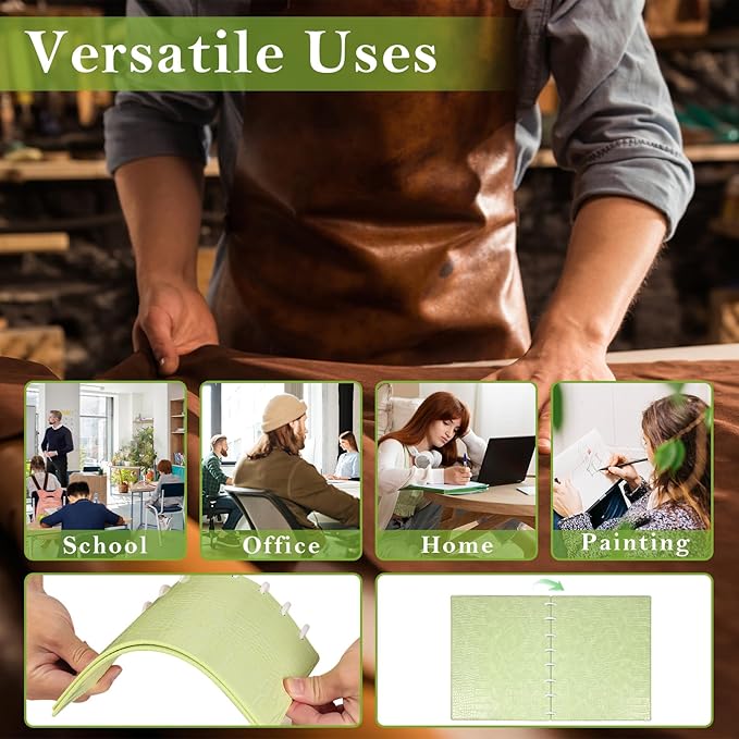 2 Pack Pu Leather 5.5x8.5in Discbound Notebook Cover And Disc Set Discbound Planner Cover With 16 Pcs Expansion Discs Junior Size Disc Bound Notebook Accessories(Blue&Green;No Inner Paper)