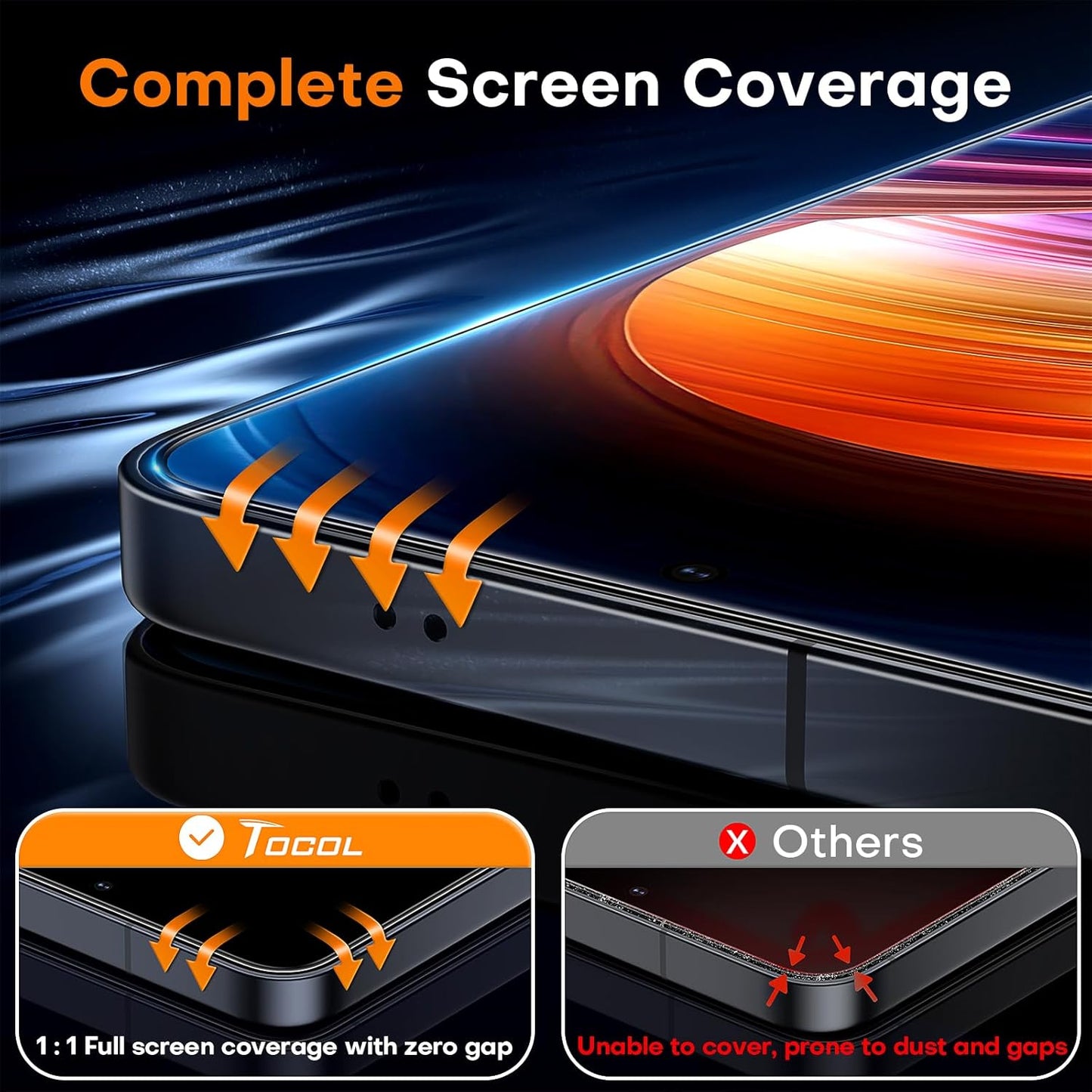 TOCOL for Samsung Galaxy S25 Plus Screen Protector [9H Hardness] [Military Grade Shatterproof] HD Tempered Glass 2 Pack