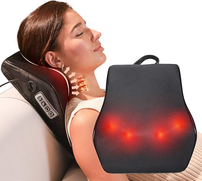 Back Massager with Heat, 3D Deep Tissue Kneading Shiatsu Neck and Back Massager for Back Pain, Massagers for Neck Shoulder Leg Foot, Full Body Muscle Pain Relief at Home, Car, Office