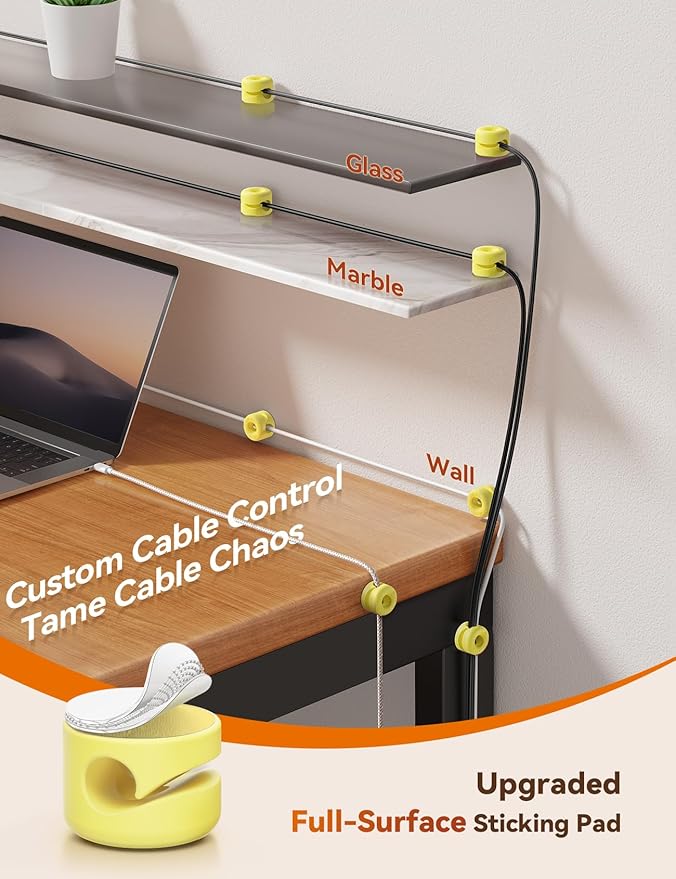 8Pack Cord Organizer JOYROOM Cable Clips [1s Side-Snap Lock] Silicone Cord Holder Cable Management, Adhesive Cord Clips Phone Charger Wire Keeper, Office Workspaces Desk Organization Home Accessories