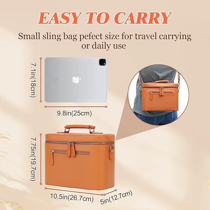 Camera Sling Bag, Waterproof PU Leather Crossbody Camera Case for Photographers, Small Shoulder Bag Compatible for Canon Nikon Sony, 4L Brown