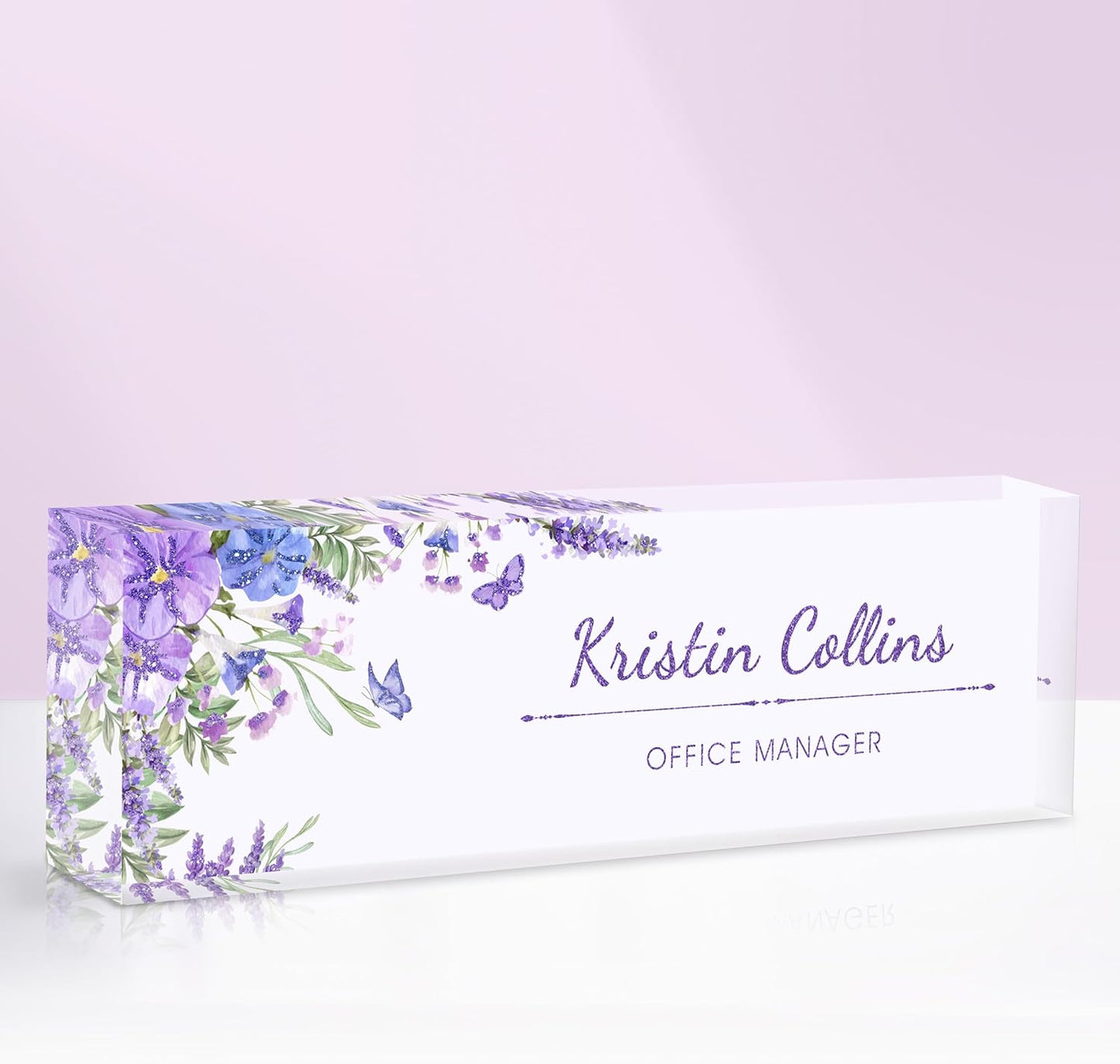 Custom Name Plate for Desk, Acrylic Office Decor For Women Men, Personalized Office Desk Accessories, Teacher Employee Appreciation Gifts For Social Worker Boss Coworkers (Morning Glory)