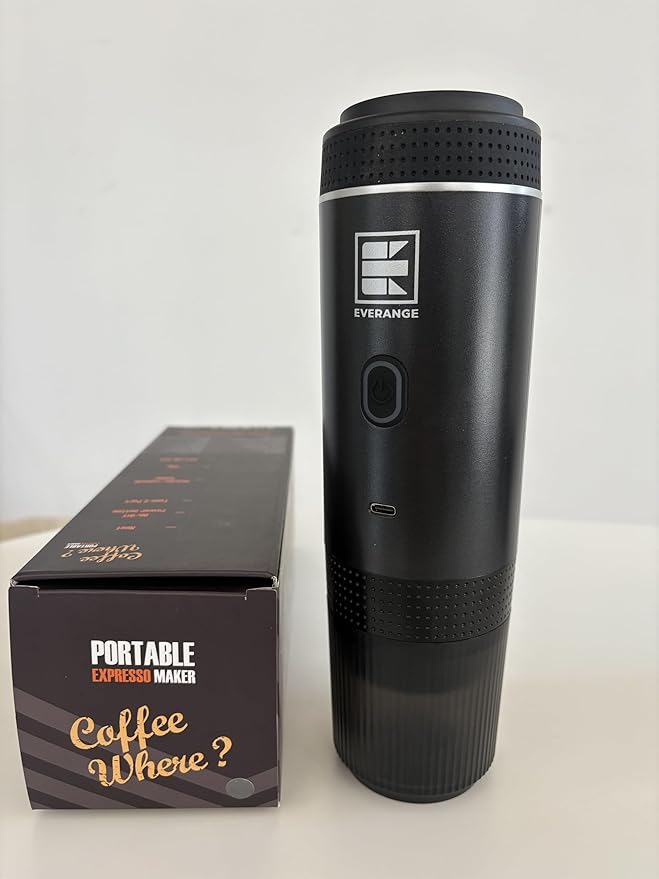 Portable Electric Espresso Machine, Travel Coffee Maker Brewer Compatible with Ground Coffee & NS Capsules (Black with LCD Screen)