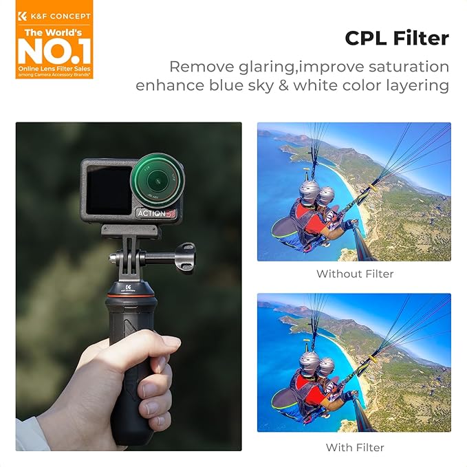 K&F Concept Push-in Fit CPL ND Filter Compatible with DJI Osmo Action 5 Pro, 6 Pack CPL ND8 ND16 ND32 ND64 ND256 Polarizer Neutral Density Filter for Osmo Action 4/Osmo Action 3, Multi Coated