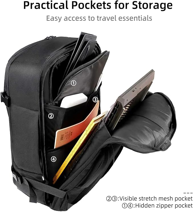 GHERSON Travel Laptop Backpack, TSA Friendly Flight Approved Carry-on Luggage,Water-resistant Lightweight Business Rucksack，Durable Large Weekender Bag Daypack Fits 17.3 Inch Laptop