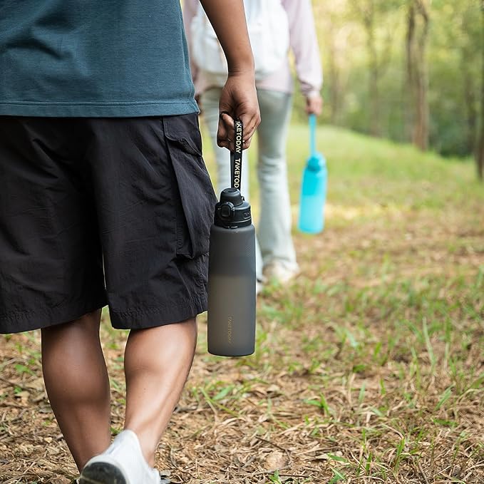 TakeToday Collapsible Water Bottles 32oz, Foldable Travel Water Bottle, BPA Free, Silicone Water Bottle Leakproof for Hiking, International Travel, Outdoors