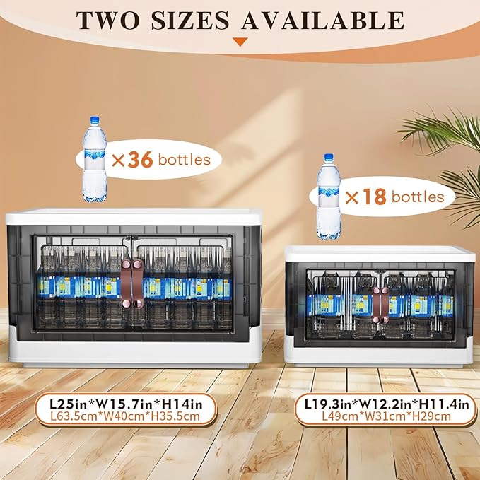 4 Tier Plastic Storage Bins with Lid 23QT, Stackable Storage Containers with Wheels, Folding Boxes, Collapsible Bins, Closet Organizers and for Living Room,Office,Dorm