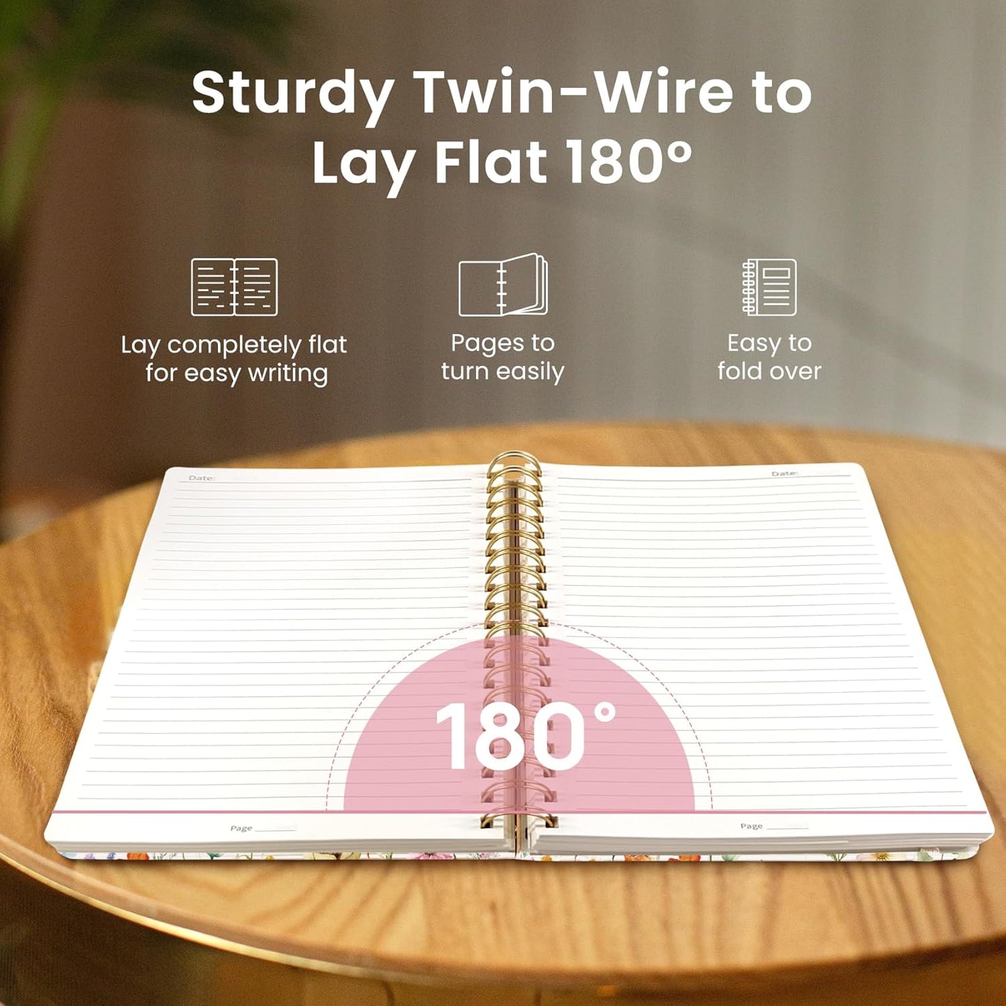 Lined Spiral Notebook Journal for Work, 300 Pages Thick B5 (7.1"x10") College Ruled Journal for Women & Writing, Hardcover Notebook for Note Taking, Perfect for Office Home School Supplies, Floral