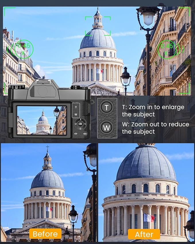 2024 Upgrade VJIANGER Digital Camera for Photography Vlogging Camera for YouTube with WiFi, 180° Flip Screen, 16X Digital Zoom, 52mm Lens, 2 Batteries, 32GB Micro SD Card(Black)