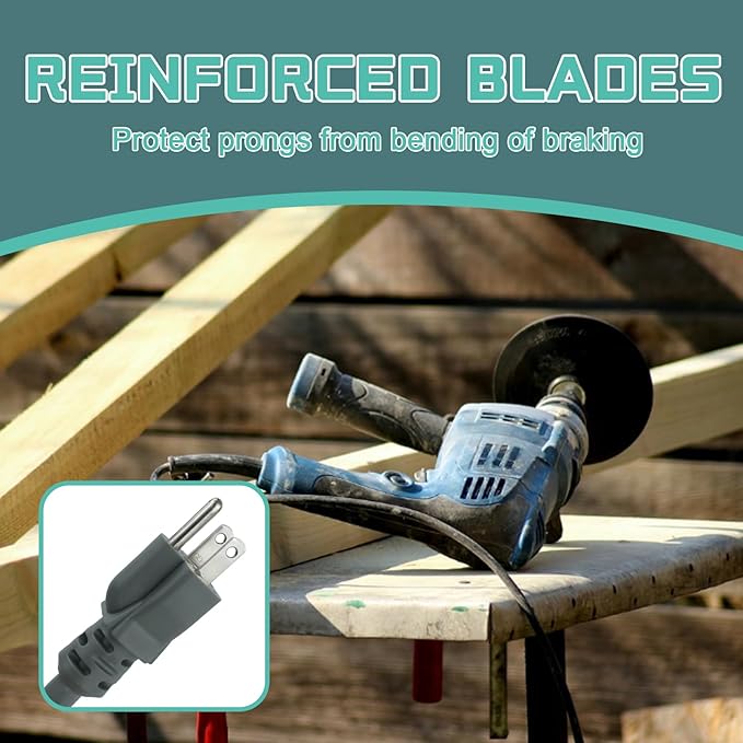 15 Ft Outdoor Extension Cord - 12/3 SJTW Heavy Duty Grey Extension Cable with 3 Prong Grounded Plug - Power Cord for Lawn, Garden, Appliances