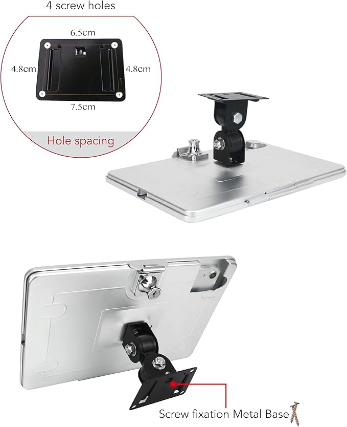 on Wall Mount Bracket for 2025 iPad 11"(A16) 11th / 2022 iPad 10.9" 10th Gen.,Excluding Other 10.9"/ 11",with Anti Theft Lock & Key,Rotate Arbitrary Adjustment Angle,Metal,(Silver)