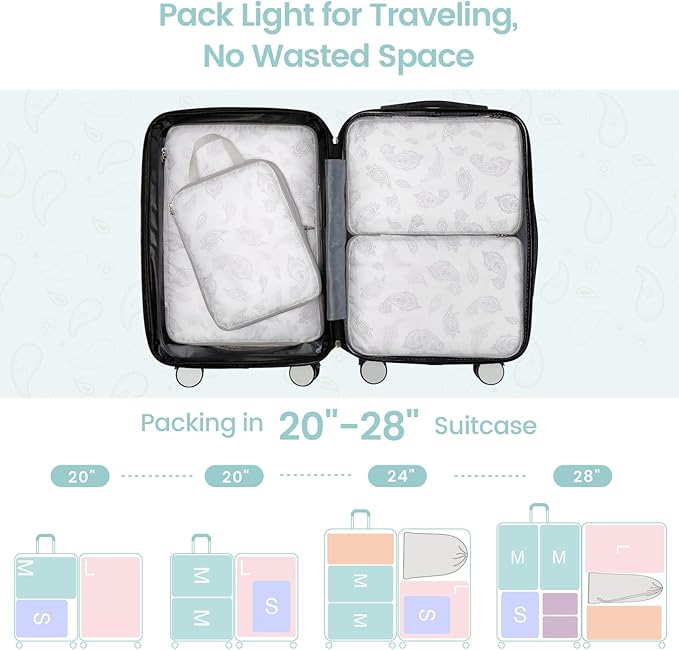 Cambond Compression Packing Cubes for Travel Women - Travel Bags Luggage Organizers Travel Essentials Compression Cubes for Travel Carry on Suitcases Organizer
