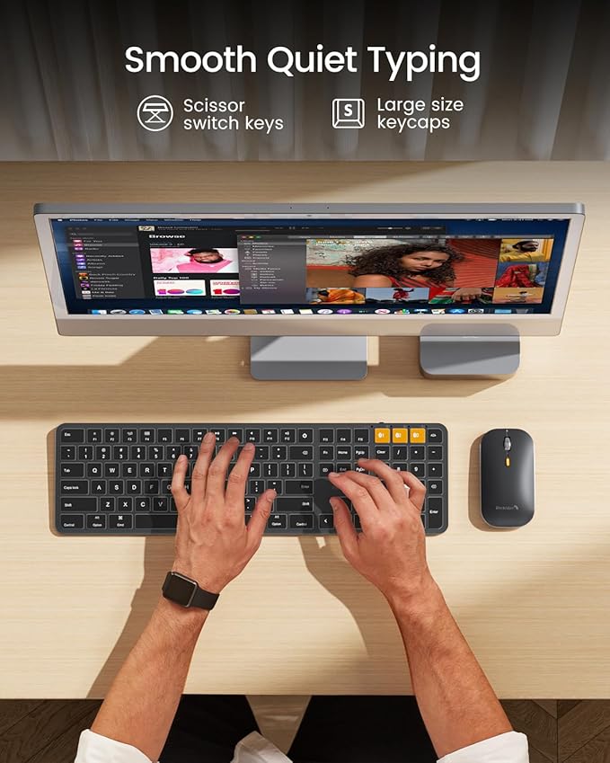 ProtoArc Backlit Bluetooth Keyboard and Mouse for Mac, KM100-A Multi-Device Wireless Keyboard Mouse for Mac, Full Size Rechargeable for MacBook Pro/Air, iPhone, iPad, Black