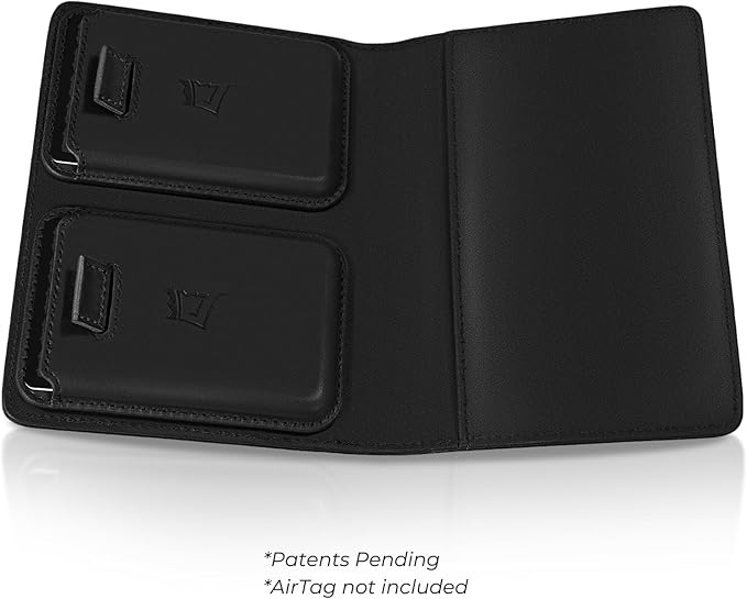 Kings Loot Passport Holder Wallet – RFID Blocking Leather Travel Wallet with Built-in Airtag Holder – Holds 1-6 Cards & Passport – Easy Pull Tab – Slim & Stylish Wallets (Onyx Black/Premium Engraved)