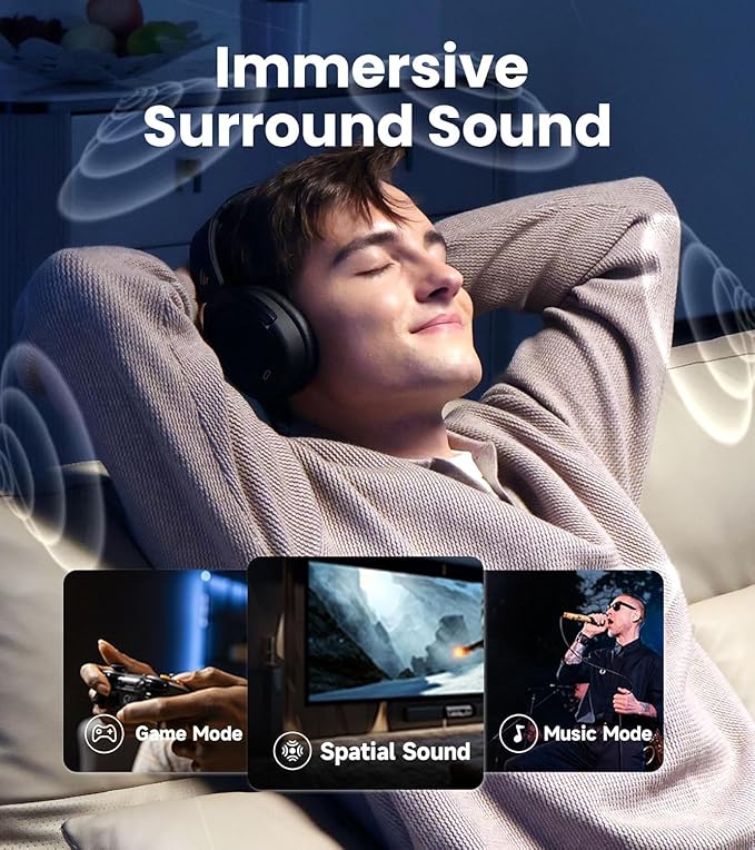 Edifier WH950NB Gen 2 Wireless Hybrid Active Noise Cancelling Headphones, Hi-Res Audio with LDAC 8-Level ANC, Spatial Sound 80H Playtime Bluetooth 5.4 Foldable 3.5mm AUX, Travel Case - Black