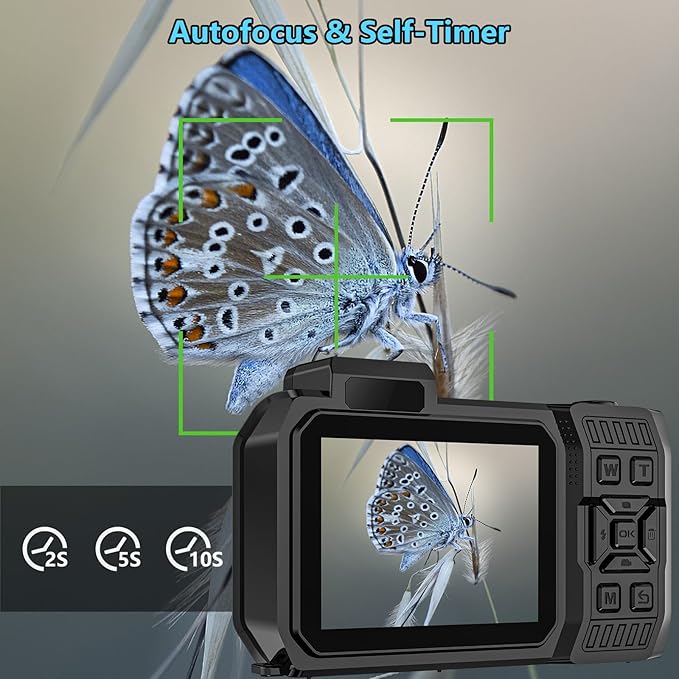 UHD 8K Underwater Camera, 70MP 33FT WiFi Waterproof Digital Camera with 64GB Card, Auto Focus Waterproof Dual-Screen Selfie 2500mAh Battery, 16X Floatable Digital for Snorkeling, Blue